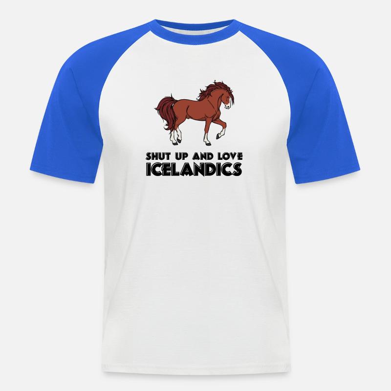 Cool Islandpferde Statement Pferdeliebe Isländer - Männer Baseball-T-Shirt - Weiß/Royalblau