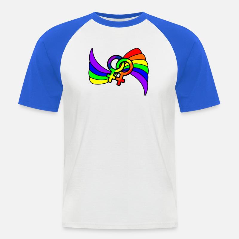 Regenbogen lesbies stolzes Logo - Männer Baseball-T-Shirt - Weiß/Royalblau