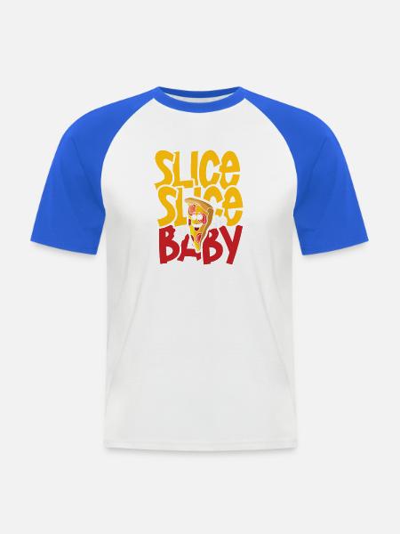 Slice slice baby pizza - Männer Baseball-T-Shirt - Weiß/Royalblau