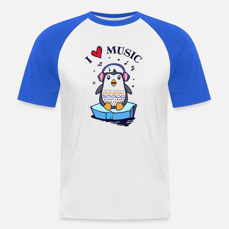 Seevogel Cool Herz PinguinTier Statement - Männer Baseball-T-Shirt - Weiß/Royalblau