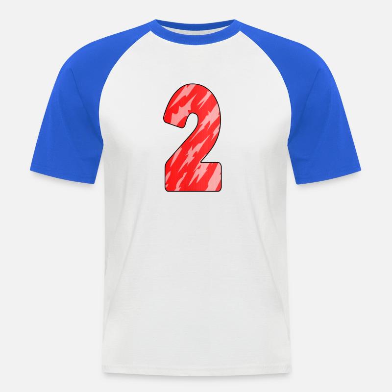 Number 2 Red Pattern - Men's Baseball T-Shirt - white/royal blue
