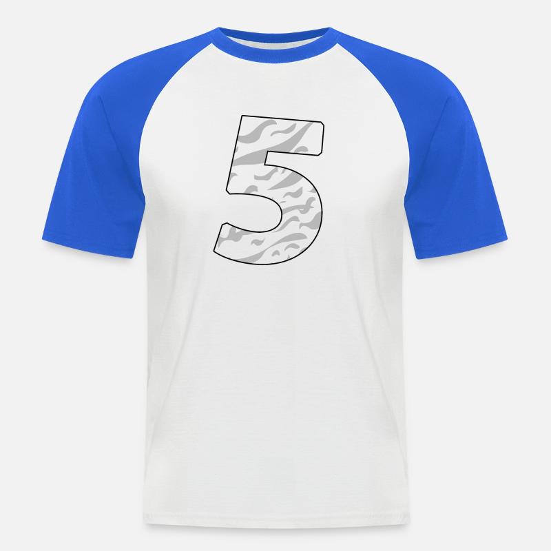 5 - Männer Baseball-T-Shirt - Weiß/Royalblau