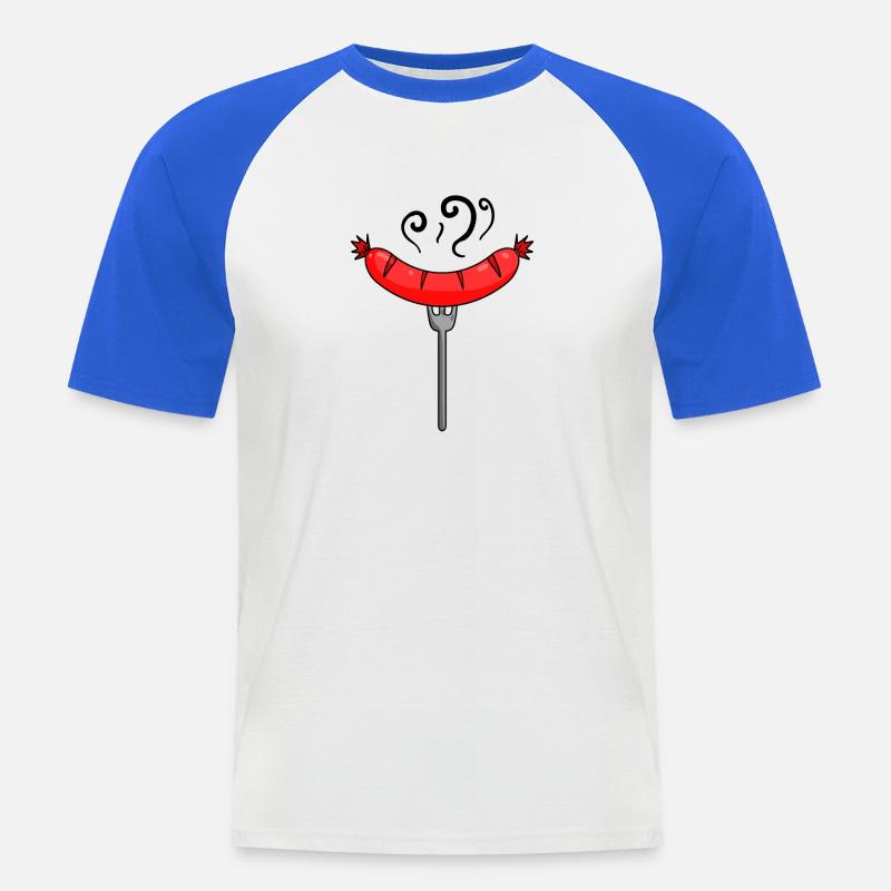 Wurst Currywurst Fleisch Bratwurst Grillwurst - Männer Baseball-T-Shirt - Weiß/Royalblau