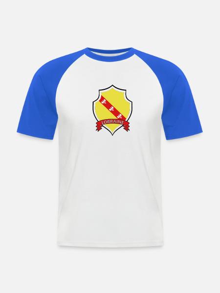 Lorraine - T-shirt baseball manches courtes Homme - blanc/bleu royal