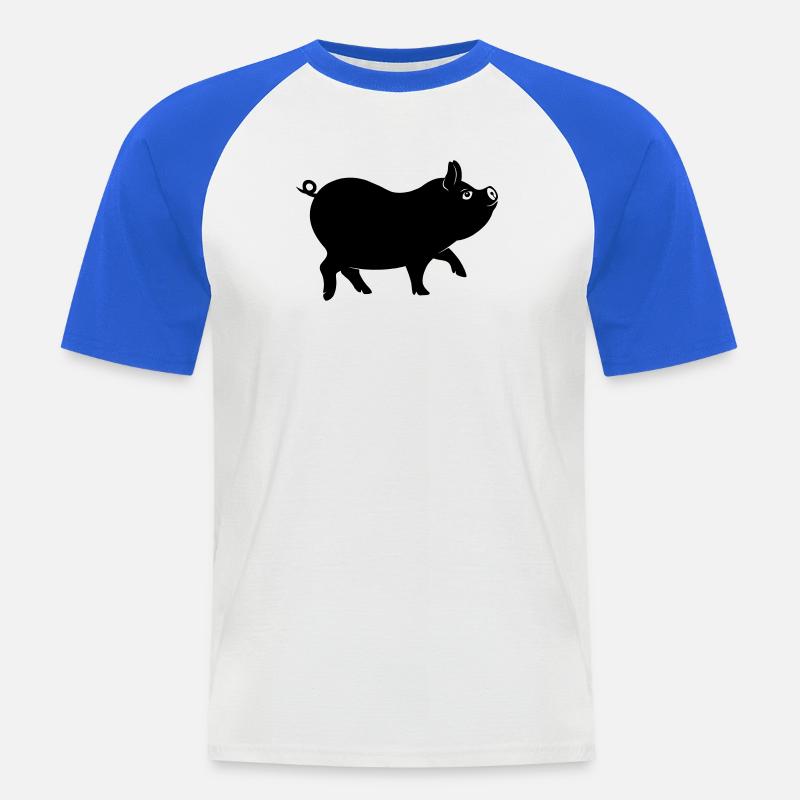 Schweineschattenfigur mit lockigem Schwanz - Männer Baseball-T-Shirt - Weiß/Royalblau