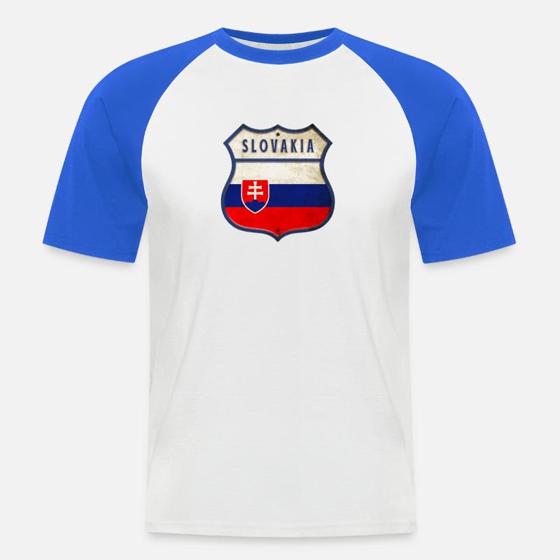 Slowakei Flaggen Wappen Design - Männer Baseball-T-Shirt - Weiß/Royalblau