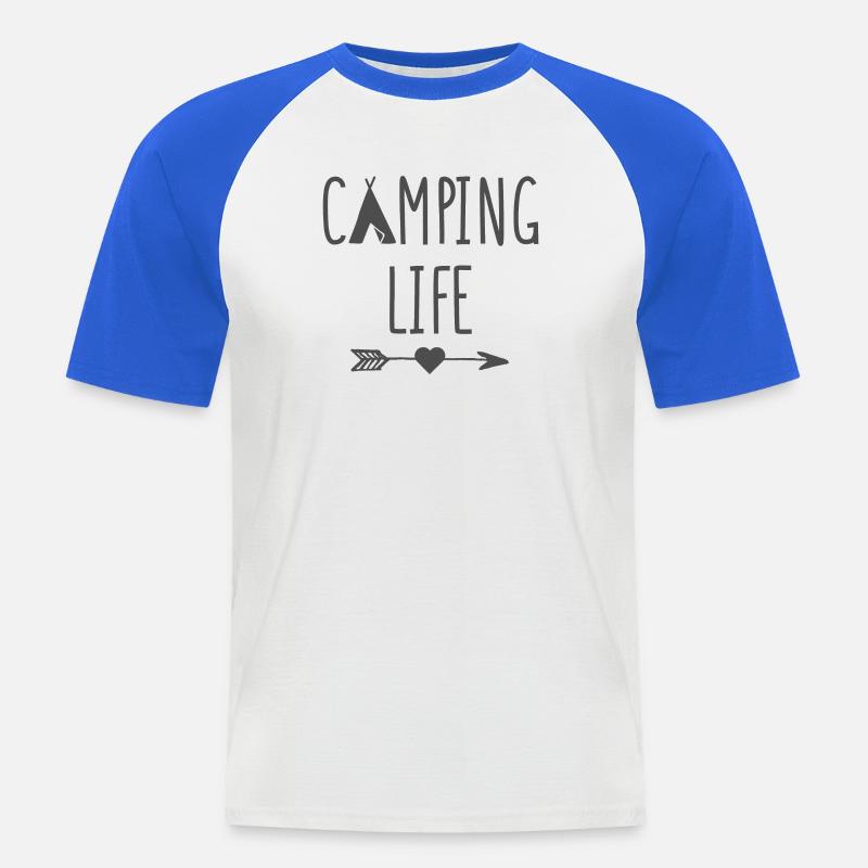 Campingleben - Männer Baseball-T-Shirt - Weiß/Royalblau