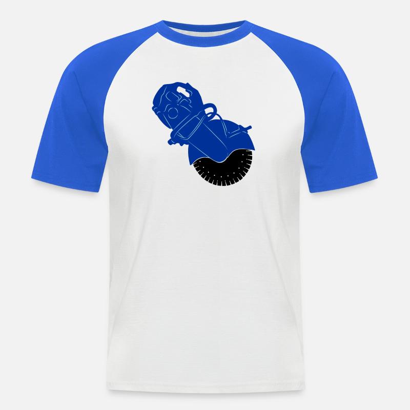 Pflastersteinsäge oder Steinsägemaschine - Männer Baseball-T-Shirt - Weiß/Royalblau