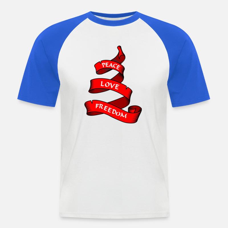 Friedensbanner oder Wimpel rot - Männer Baseball-T-Shirt - Weiß/Royalblau