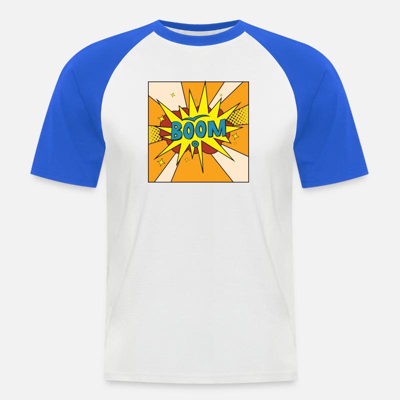 Boom Comic Explosion Stil - Männer Baseball-T-Shirt - Weiß/Royalblau