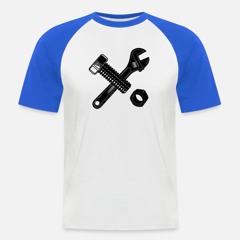 Schraubenmutter und Schraubenschlüssel - Männer Baseball-T-Shirt - Weiß/Royalblau