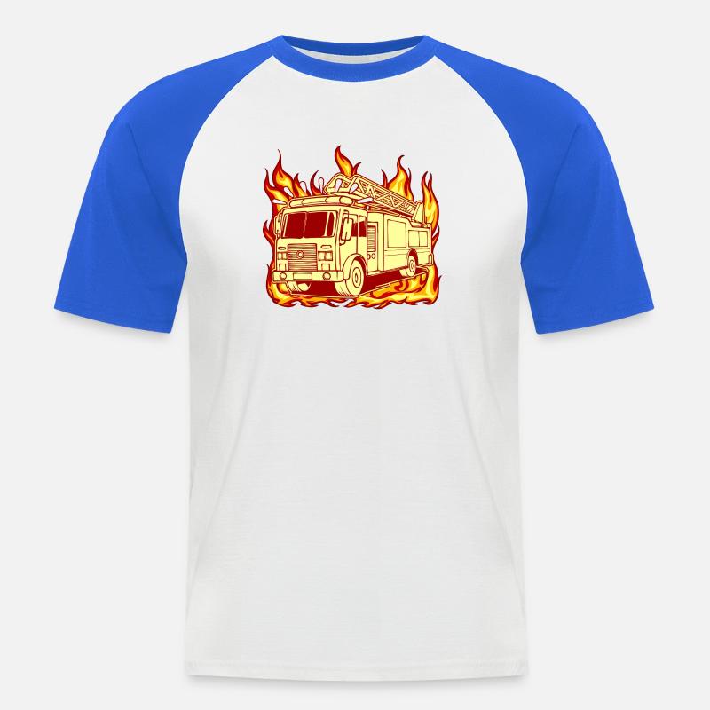 Fire engine fire brigade fire protection - Men's Baseball T-Shirt - white/royal blue