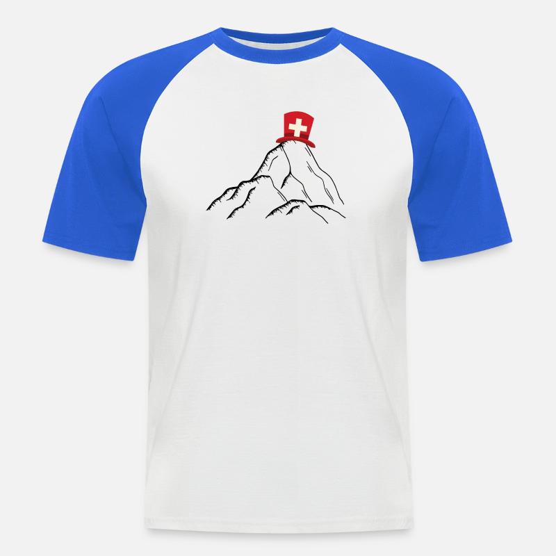 Schweiz - Schweizer Berge - Männer Baseball-T-Shirt - Weiß/Royalblau