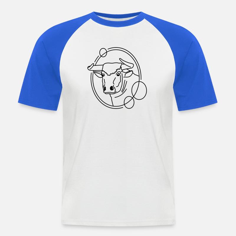 Stier in geometrischer Form - Line-Art-Design - Männer Baseball-T-Shirt - Weiß/Royalblau
