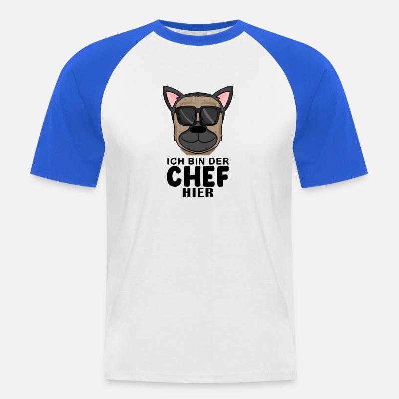 Cool Hund Deutscher Schäferhund Chef Spruch - Männer Baseball-T-Shirt - Weiß/Royalblau
