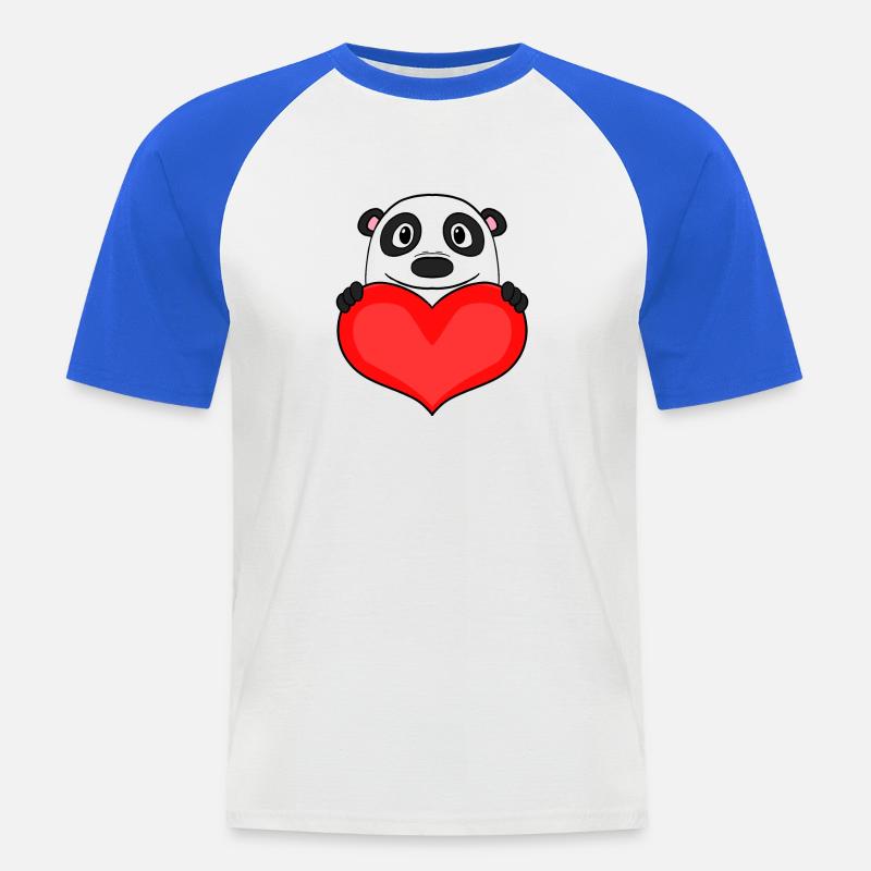 Panda mit Herz - Liebe Romantisch - Männer Baseball-T-Shirt - Weiß/Royalblau