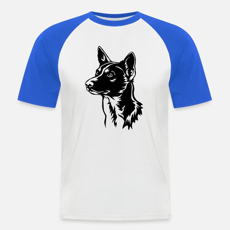 Basenji Kopf - Männer Baseball-T-Shirt - Weiß/Royalblau