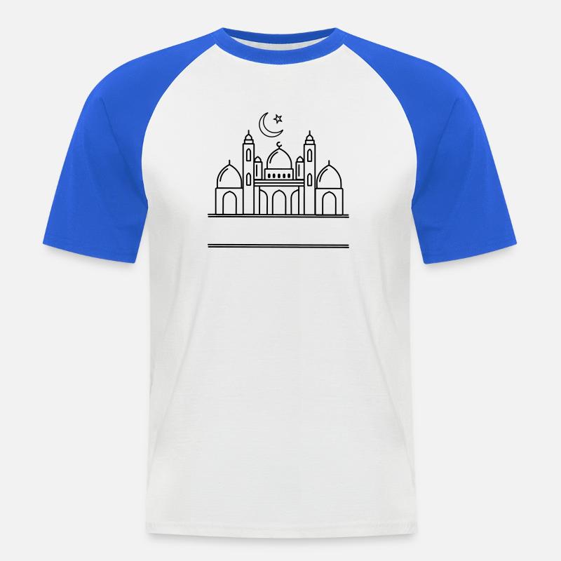 Moschee mit transparenter Textleiste - Männer Baseball-T-Shirt - Weiß/Royalblau
