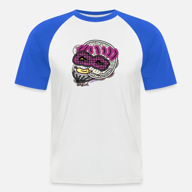 Comic-Mann - Männer Baseball-T-Shirt - Weiß/Royalblau