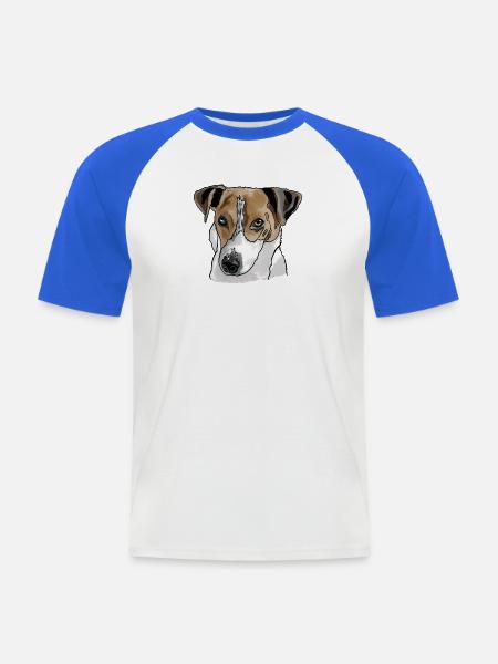 Jack Russel Terrier - T-shirt baseball manches courtes Homme - blanc/bleu royal