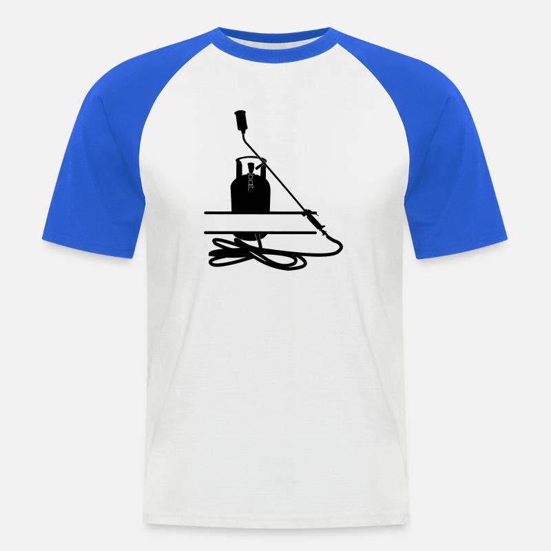 Dachdeckerfirma Monogramm transparent - Männer Baseball-T-Shirt - Weiß/Royalblau