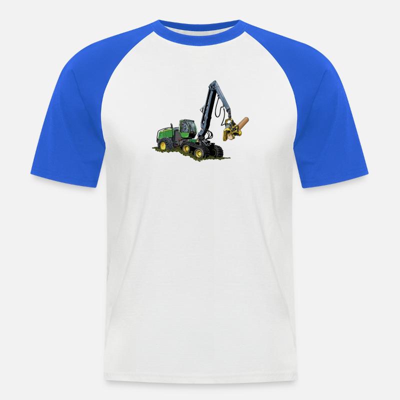 Moissonneuse-batteuse, Moissonneuse-batteuse - T-shirt baseball manches courtes Homme - blanc/bleu royal