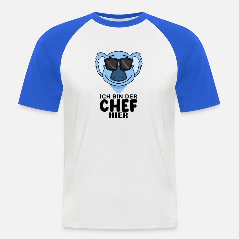 Cooler Koalabär Chef Spruch - Männer Baseball-T-Shirt - Weiß/Royalblau