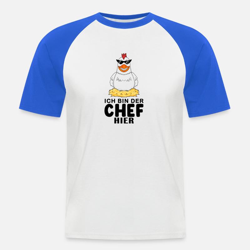 cooles Huhn Chef Spruch - Männer Baseball-T-Shirt - Weiß/Royalblau