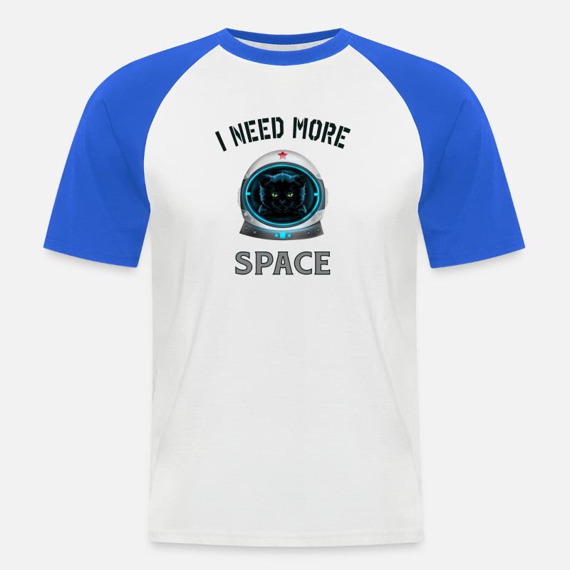 I need more space cat - Männer Baseball-T-Shirt - Weiß/Royalblau
