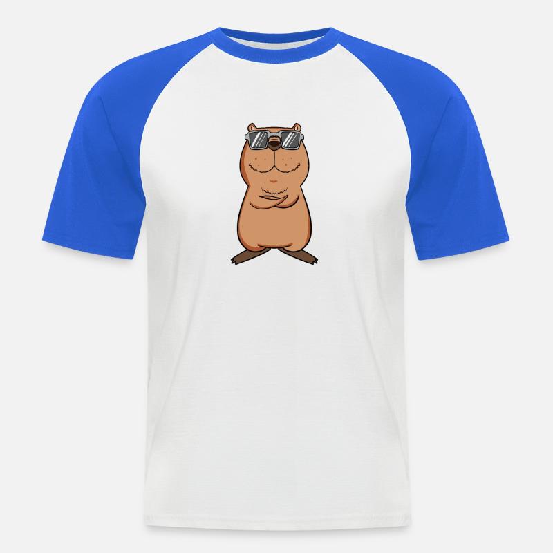 cooles Capybara - Männer Baseball-T-Shirt - Weiß/Royalblau