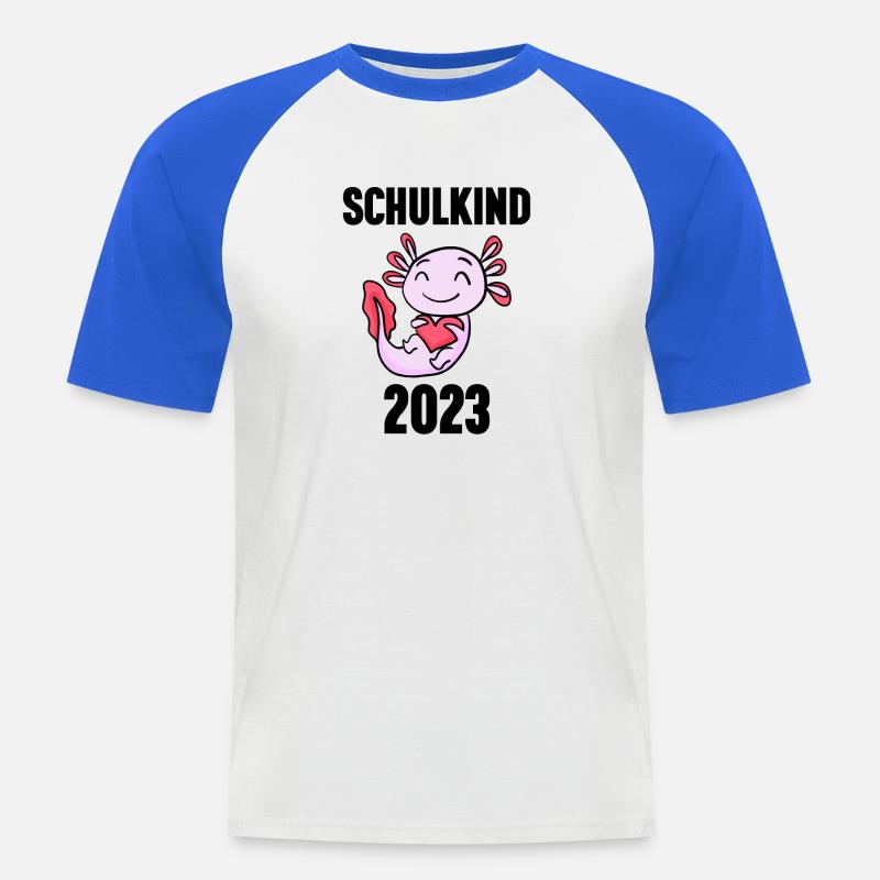 Schuldkind Einschulung 2023 - Männer Baseball-T-Shirt - Weiß/Royalblau