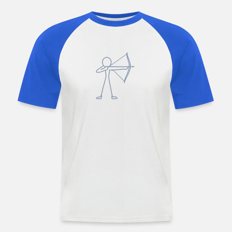 Strichmännchen Bogen Bogenschießen Bogenschütze - Männer Baseball-T-Shirt - Weiß/Royalblau