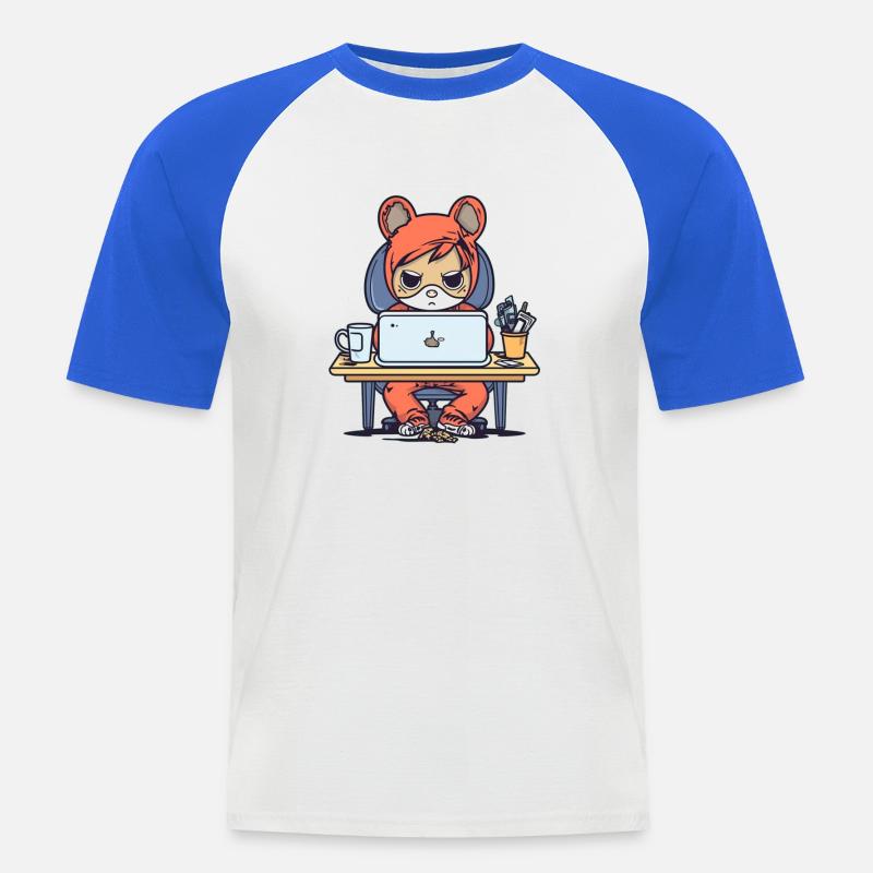 Grumpy Coder in Hoodie - Men's Baseball T-Shirt - white/royal blue