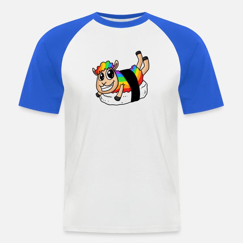 Regenbogen Sushi Schaf - Männer Baseball-T-Shirt - Weiß/Royalblau