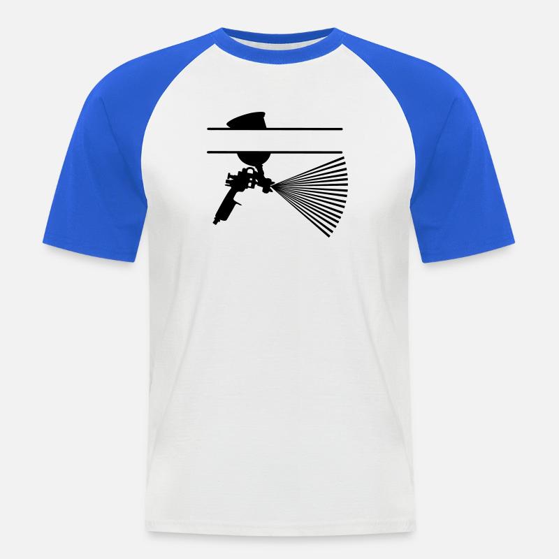 Spray mit Farbbecher Textbanner - Männer Baseball-T-Shirt - Weiß/Royalblau