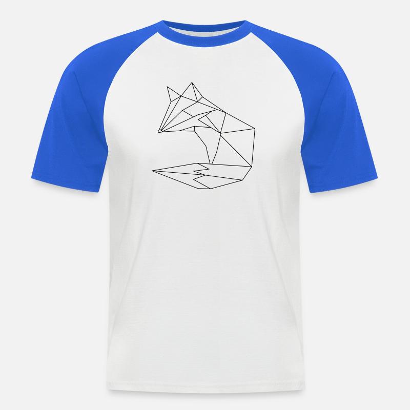 Fuchs im ORGAMI style Liniar - Männer Baseball-T-Shirt - Weiß/Royalblau