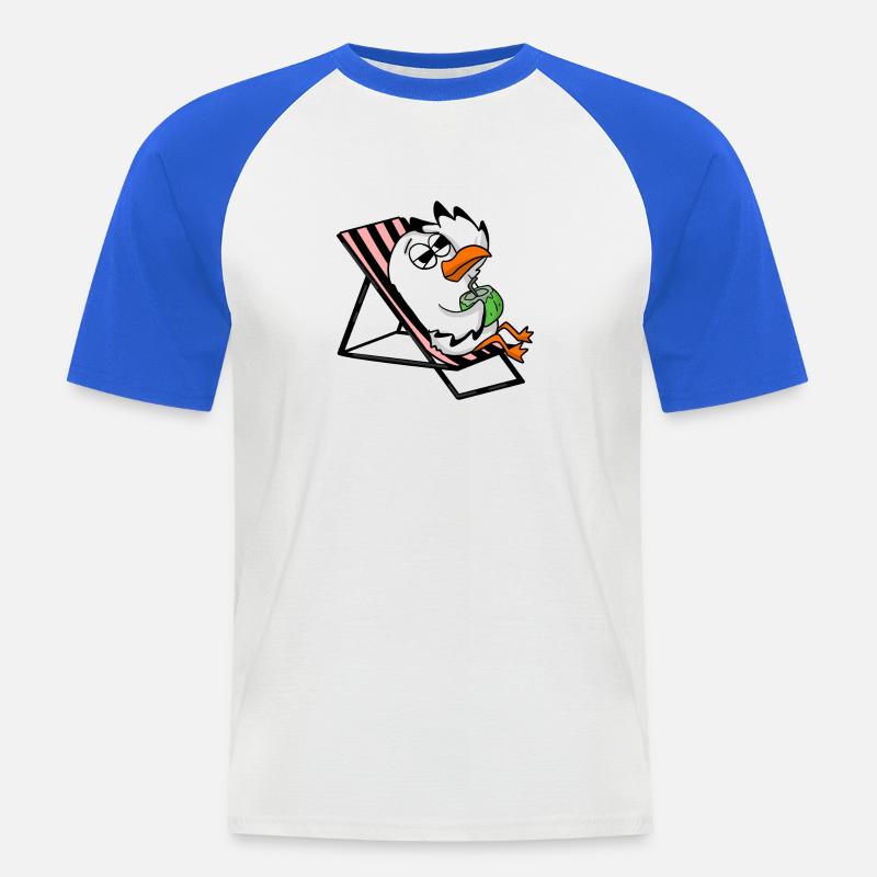 Möwe - Männer Baseball-T-Shirt - Weiß/Royalblau