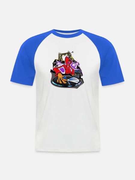 DJing - T-shirt baseball manches courtes Homme - blanc/bleu royal