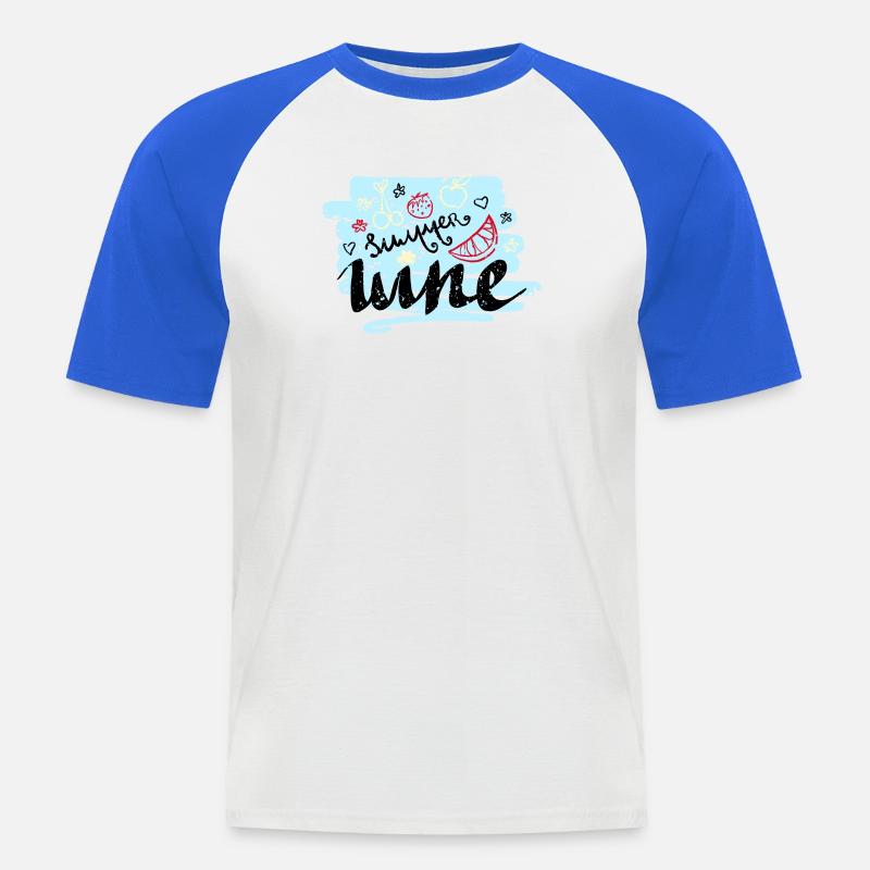 Sommer Scribble Früchte - Männer Baseball-T-Shirt - Weiß/Royalblau
