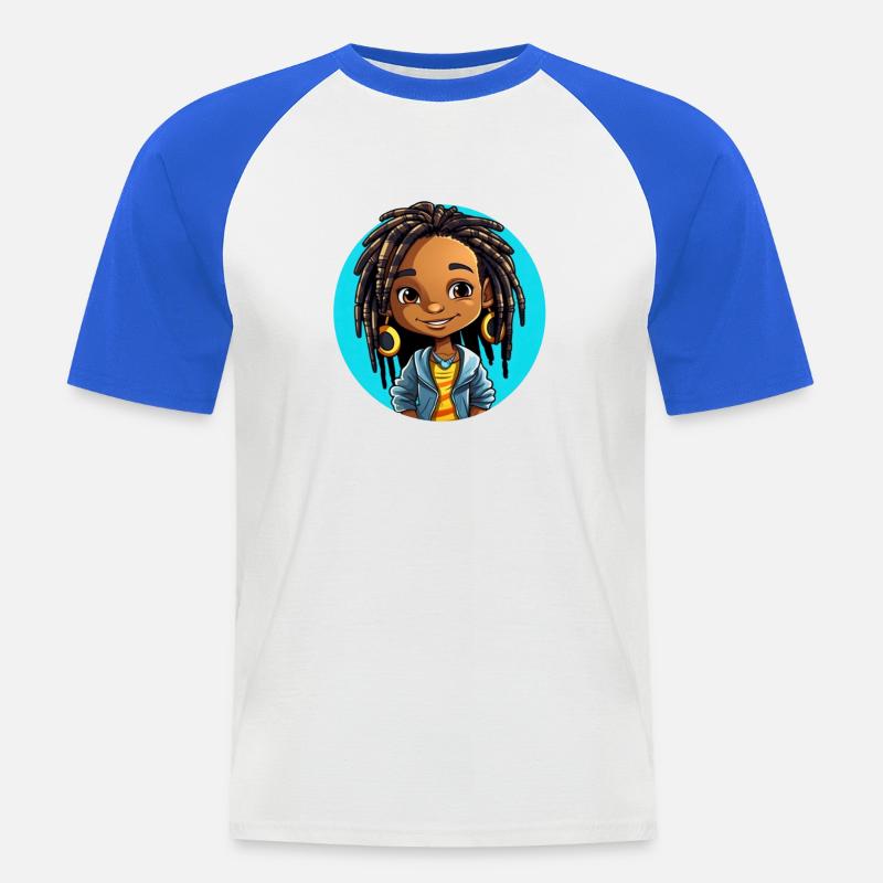 Lebensfrohe Dreadlocks Illustration - Männer Baseball-T-Shirt - Weiß/Royalblau