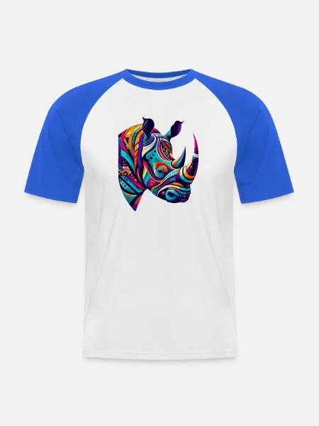 Rhinoceros - Men's Baseball T-Shirt - white/royal blue
