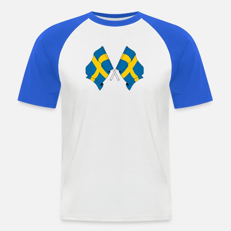 Zwei Flaggen Schweden - Männer Baseball-T-Shirt - Weiß/Royalblau