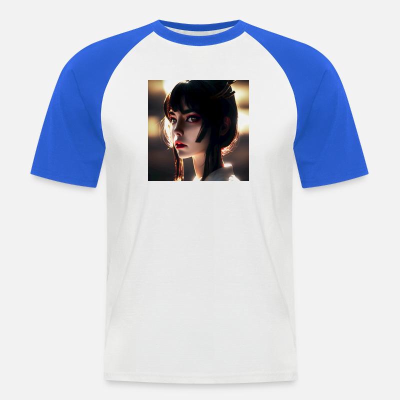 AKEMI Bellezza radiosa - Maglia da baseball a manica corta da uomo - bianco/blu royal
