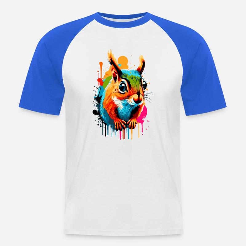 Eichhörnchen Sciurus - Squirrel Farbenfroh - Männer Baseball-T-Shirt - Weiß/Royalblau