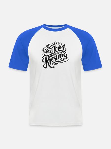 everything happens for a riesling! - Männer Baseball-T-Shirt - Weiß/Royalblau