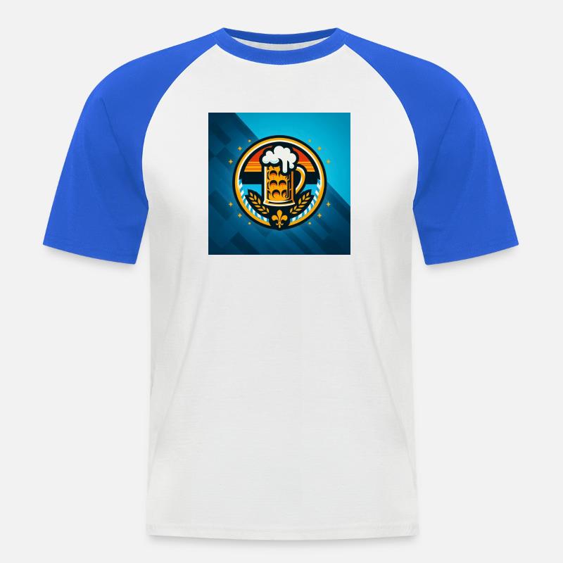 Bier Logo 4 - Männer Baseball-T-Shirt - Weiß/Royalblau