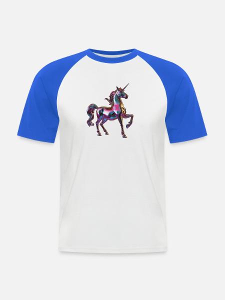 lila chormatisches Einhorn - Männer Baseball-T-Shirt - Weiß/Royalblau