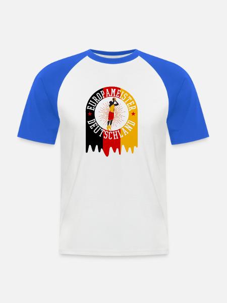 Europameister Deutschland - Männer Baseball-T-Shirt - Weiß/Royalblau