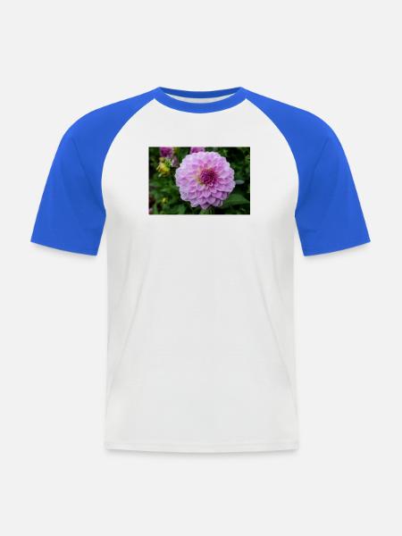 Dahlie pink rosa Blüte ,Blume - Männer Baseball-T-Shirt - Weiß/Royalblau