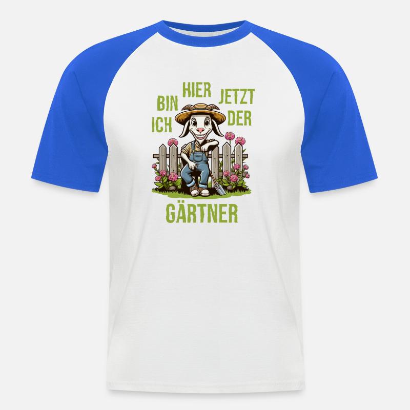 Den Bock zum Gärtner machen - Männer Baseball-T-Shirt - Weiß/Royalblau